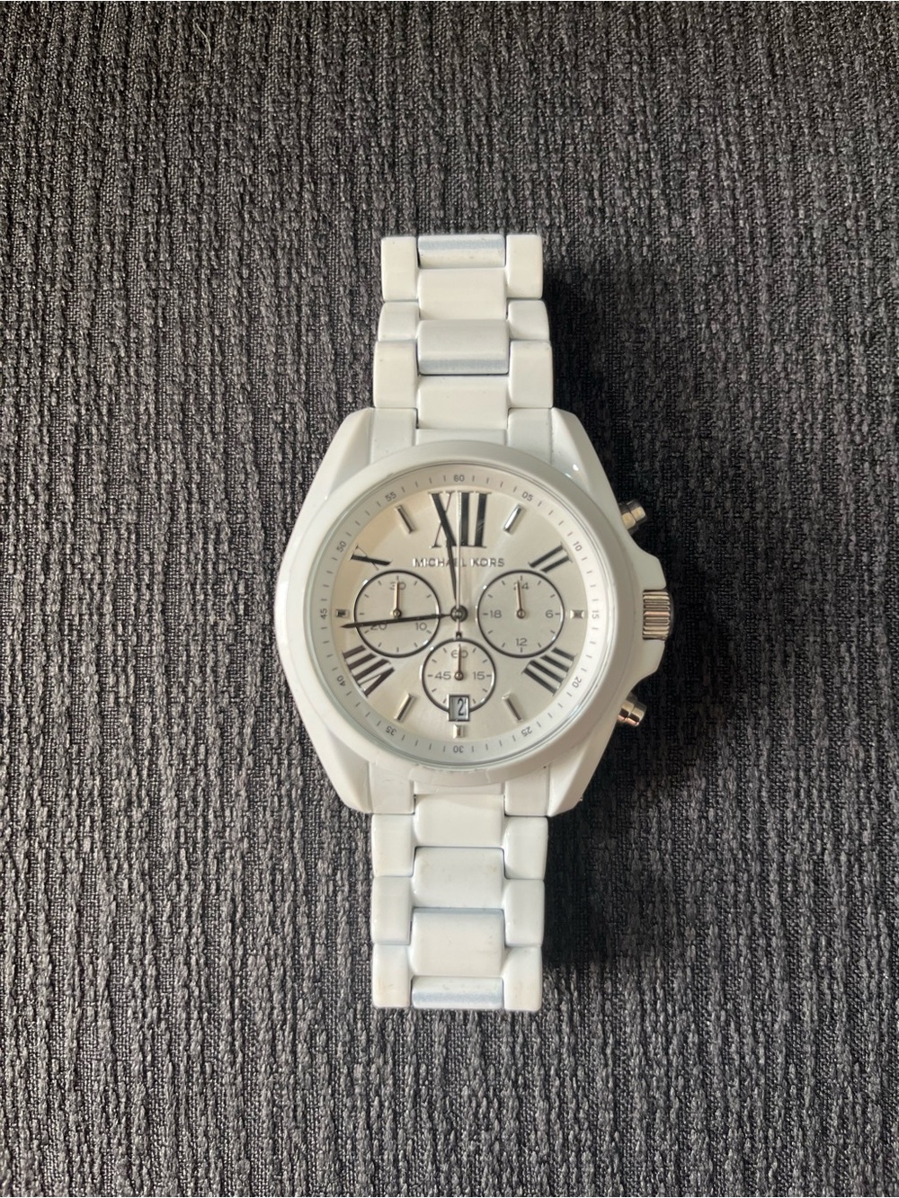 Michael Kors White Ceramic Chronograph with Silver Accents